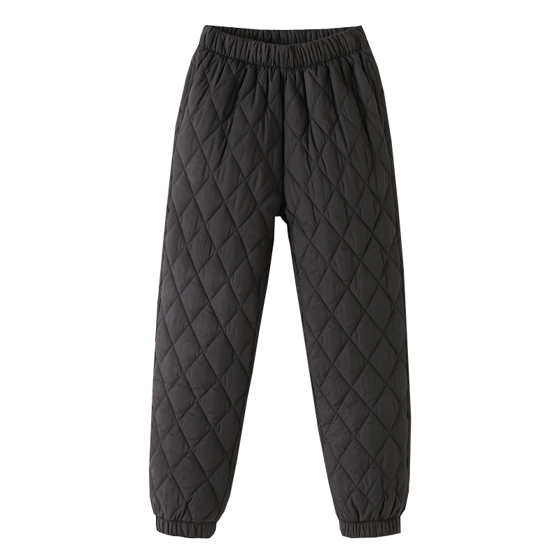 Winter Down Pants Women Light Warm Quilted Solid Straight Trousers Casual Mom Cotton Pants Female Plus Size Elastic Waist P9590 201228