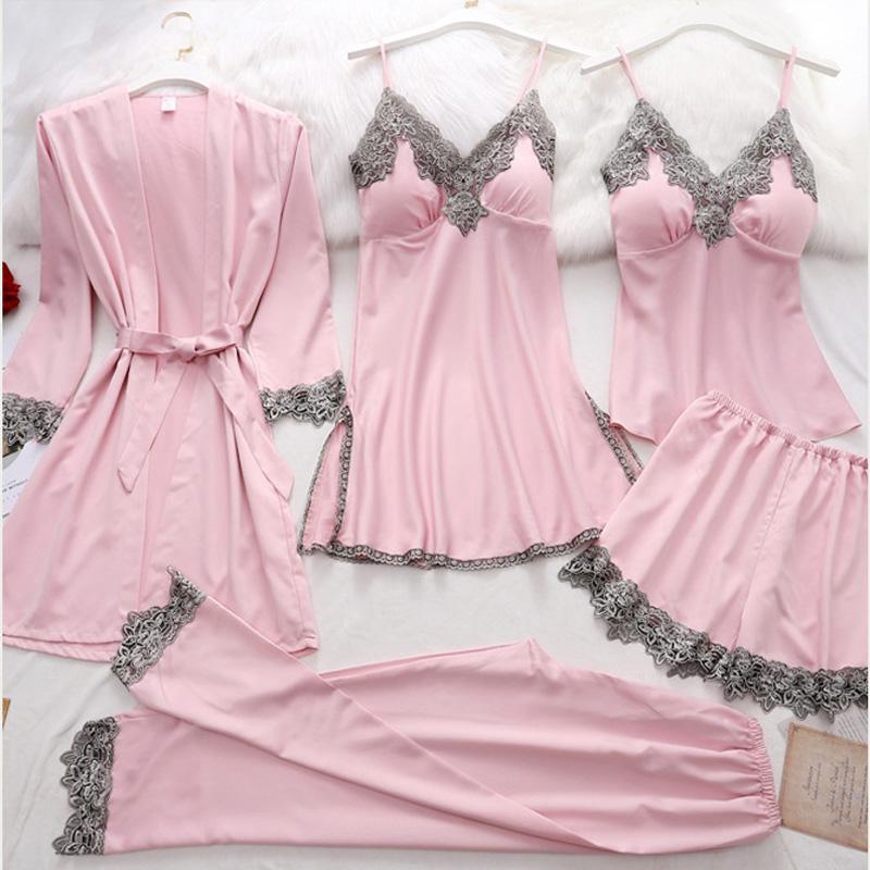 New Arrival 5 Piece Pajamas Set Pants Suit Spring Summer Women Sleepwear Nightdress Matte Silky Soft Ladies Bathrobes Home Wear, Black
New Arrival 5 Piece Pajamas Set Pants Suit Spring Summer Women Sleepwear Nightdress Matte Silky Soft Ladies Bathrobes Home Wear, Black