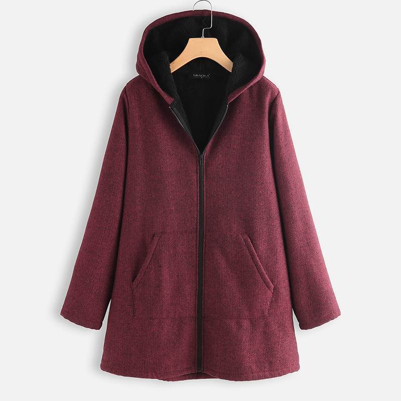 ZANZEA Women Autumn Hooded Long Sleeve Fleece Thick Coat Winter Outwear Casual Hoodies Jackets Vintage Zipper Coats Plus Size T200114