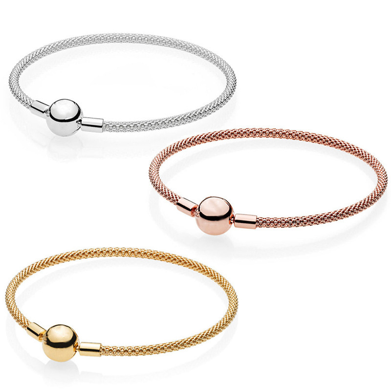 Original Pan Moments 925 Sterling Silver mesh weaving Bracelet Women Diy Beads Charm Jewelry Bangles Valentine's Day Gift Y1130
Original Pan Moments 925 Sterling Silver mesh weaving Bracelet Women Diy Beads Charm Jewelry Bangles Valentine's Day Gift Y1130