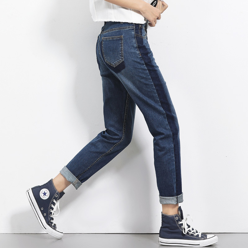 LEIJIJEANS all season Plus Size Shadow boyfriend Bleached women jeans Mid Waist Full Length Loose Straight Jeans For Women 201105