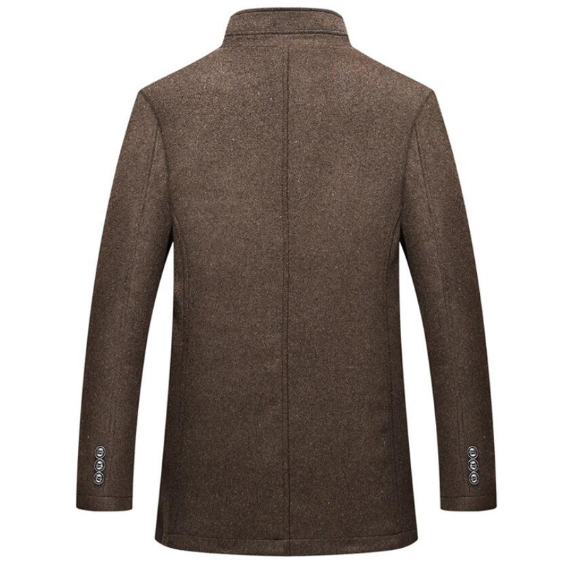 Woolen Coat Men Winter Windbreaker Long Thick Wool Jackets abrigo hombre Man Stand Collar Single Breasted With Vest Woolen Coats T200117