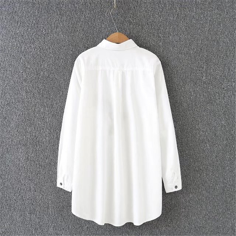 new oversize shirt spring big size Women long Shirt Cotton Blouses Style Clothing Embroidery Ladies Shirts plus size T200321