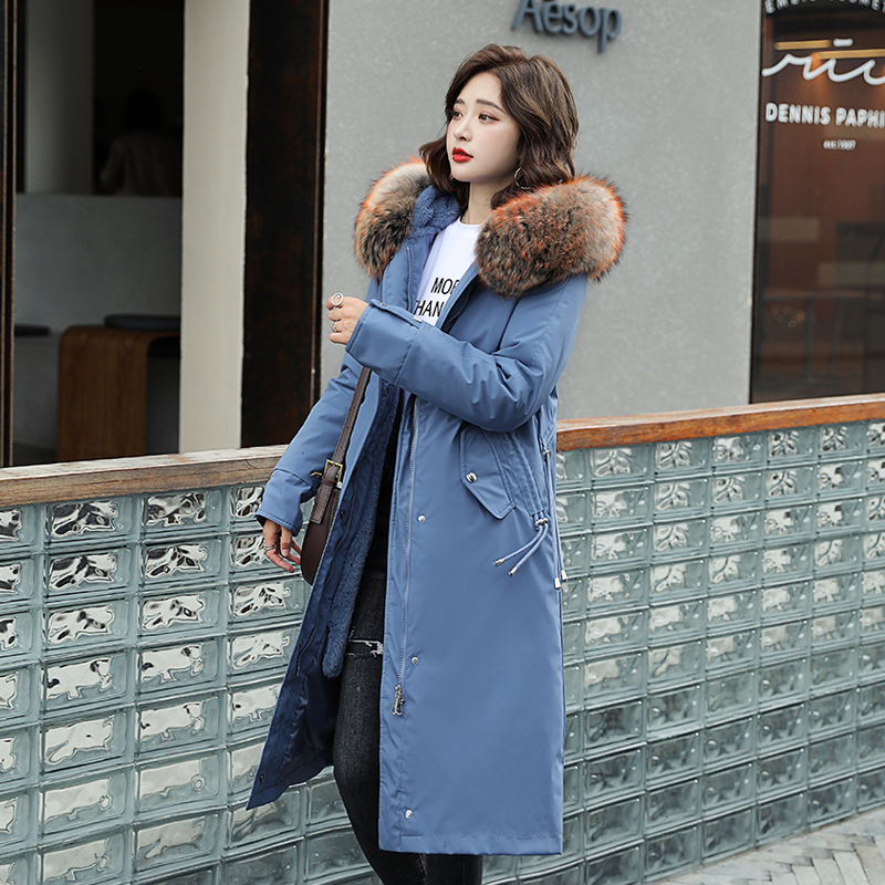Winter women Parkas new fashion lengthened slim women winter parka jacket fur collar hooded thick warm winter parkas jacket 201019