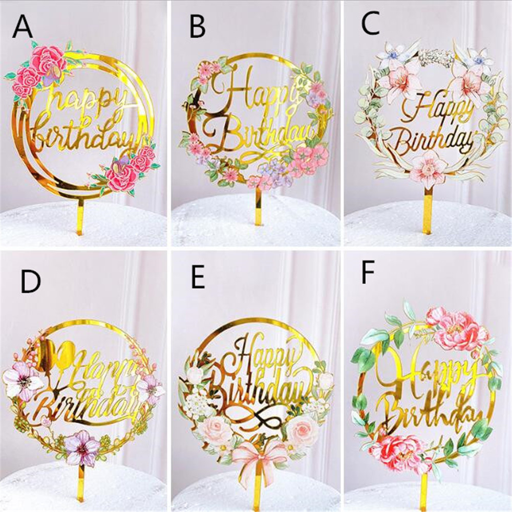 Colored flowers Happy Birthday Cake Topper Golden Acrylic Birthday party Dessert decoration for Baby shower Baking supplies
Colored flowers Happy Birthday Cake Topper Golden Acrylic Birthday party Dessert decoration for Baby shower Baking supplies