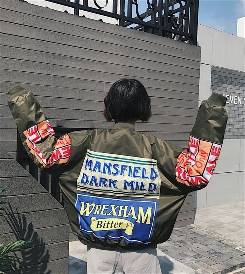 Spring Autumn Women Rock Punk Print Letters Baseball Loose Cotton Thicken Thermal Bomber Jacket Harajuku Warm Streetwear Coats 201017