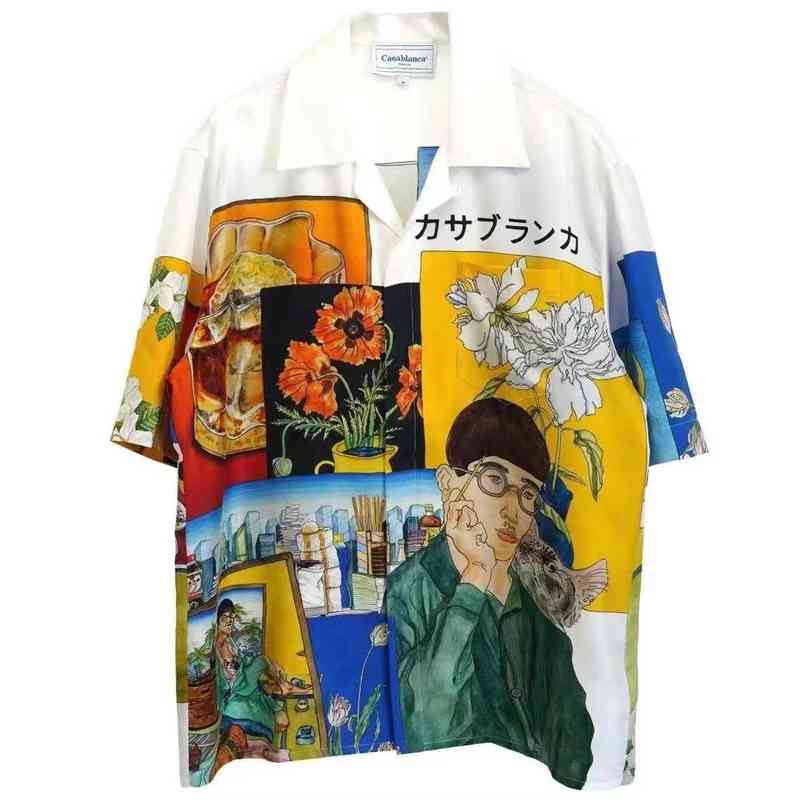 High quality mens silk shirts Casablanca melancholy artist oil painting high texture temperament Satin short sleeve shirt designer womens polo tees, Green
High quality mens silk shirts Casablanca melancholy artist oil painting high texture temperament Satin short sleeve shirt designer womens polo tees, Green