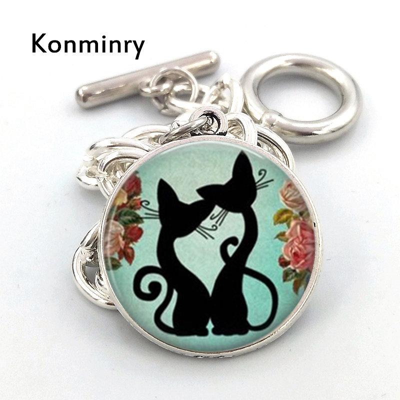 Konminry Couple Cat Kitty Pictures Glass Cabochon Bracelets Women Girl Baby Fashion Silver Color Bangle, Black
Konminry Couple Cat Kitty Pictures Glass Cabochon Bracelets Women Girl Baby Fashion Silver Color Bangle, Black