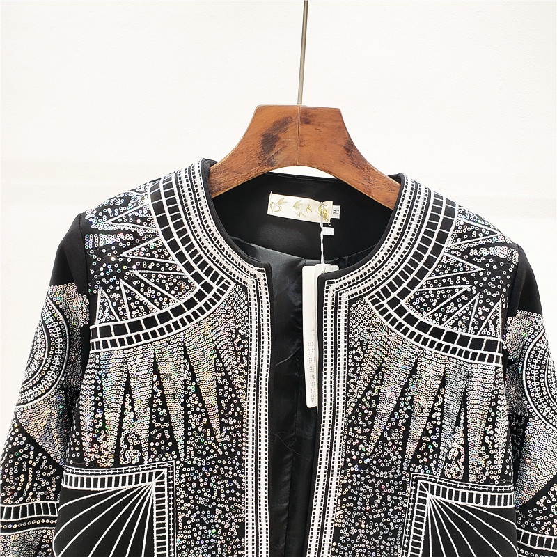New Spring Summer Woman Sequins Around Her Neck Long Sleeves Chic Fashion Bling Embroidered Vintage Boho Street Jacket Lady G4u6, Black
New Spring Summer Woman Sequins Around Her Neck Long Sleeves Chic Fashion Bling Embroidered Vintage Boho Street Jacket Lady G4u6, Black