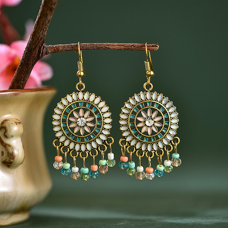 Bohemian Beaded Tassel Drop Earrings Ethnic Summer Flower Shape Alloy For Women Vintage Stone Boho Ladies Earrings
Bohemian Beaded Tassel Drop Earrings Ethnic Summer Flower Shape Alloy For Women Vintage Stone Boho Ladies Earrings
