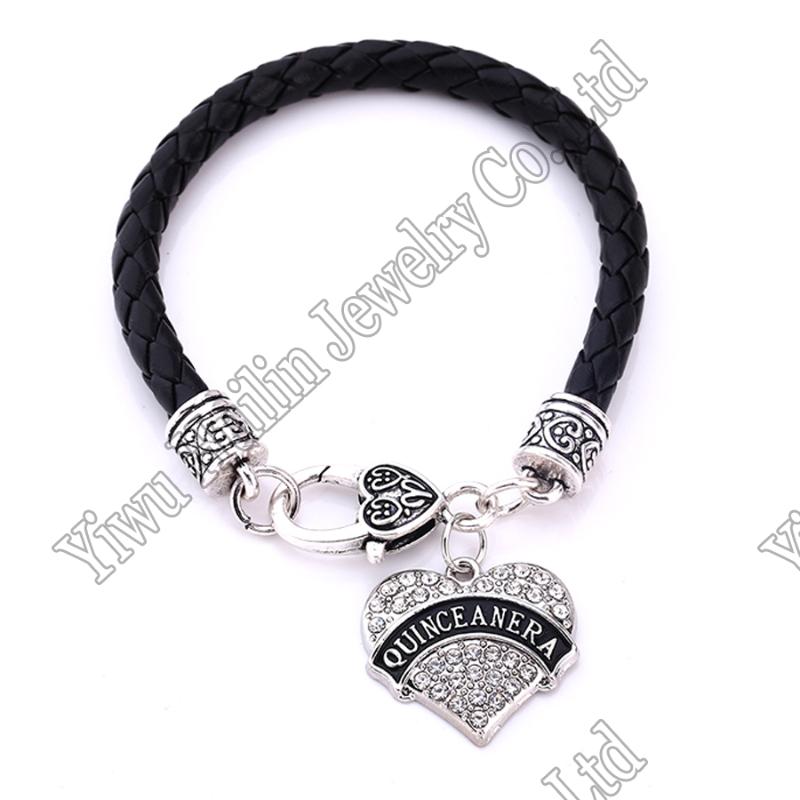 QUINCEANERA heart pendant bracelet rope chain