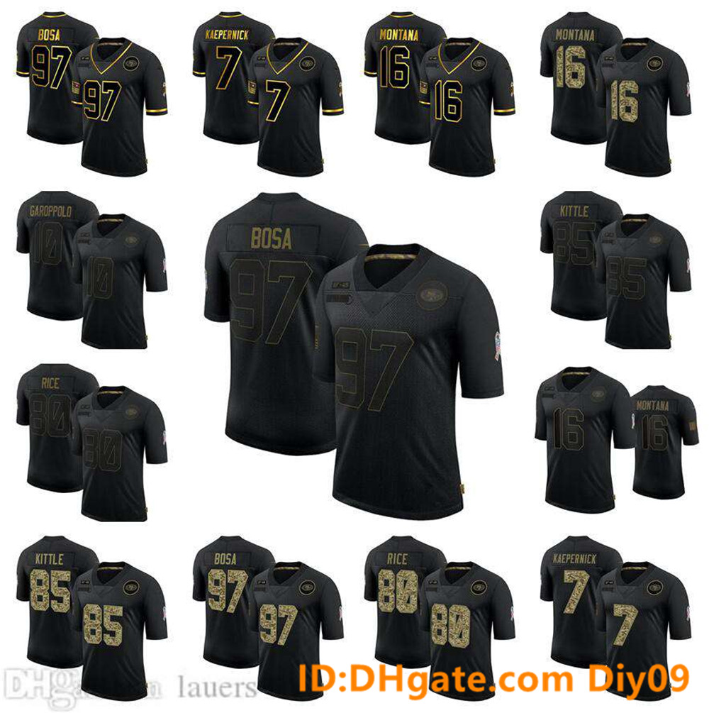 San Francisco49ersJersey 97 Nick Bosa 85 George Kittle 16 Joe Montana 7 Kaepernick Rice Salute to Service Football Jerseys, With sign
San Francisco49ersJersey 97 Nick Bosa 85 George Kittle 16 Joe Montana 7 Kaepernick Rice Salute to Service Football Jerseys, With sign