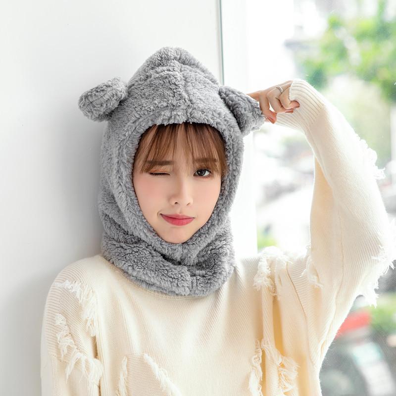 Scarf Cap Student Women Plus Cashmere Cap Winter Cute Bear Ears Warm Hat Windproof Neck, White
Scarf Cap Student Women Plus Cashmere Cap Winter Cute Bear Ears Warm Hat Windproof Neck, White