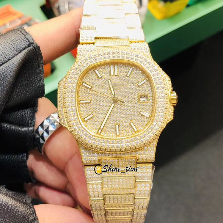 Top Auality 18K White Gold Fully Diamonds Dial 5719/10G-010 Japan Miyota Automatic Mens Watch Golden Diamond Bracelet Brand Designer Watches, Original box
Top Auality 18K White Gold Fully Diamonds Dial 5719/10G-010 Japan Miyota Automatic Mens Watch Golden Diamond Bracelet Brand Designer Watches, Original box