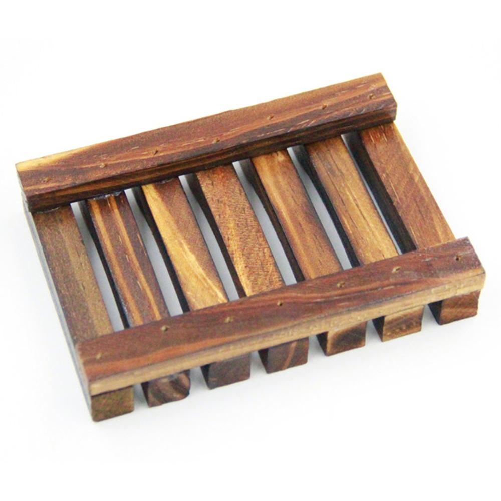 US stock Natural Wooden Bamboo Dish Tray Holder Storage Soap Rack Box Container for Bath Shower Plate Bathroom FY4366