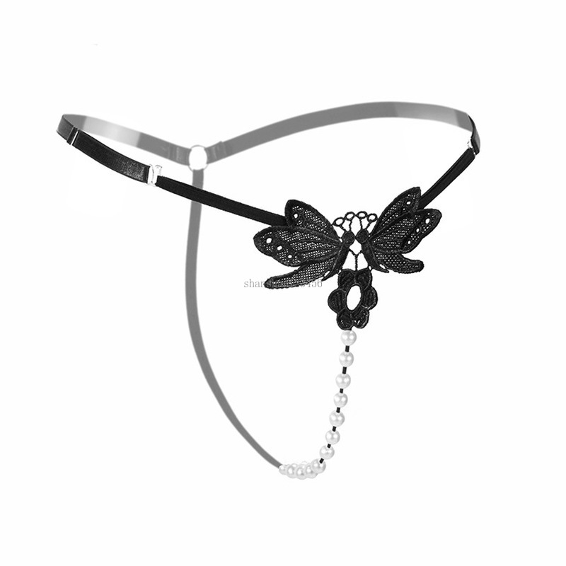 Sexy Pearl Thongs Embroidery Butterfly G Strings Lace Low Rise Adjustable Panties T Back Women underwear Sexy lingerie will and sandy gift, Black;white
Sexy Pearl Thongs Embroidery Butterfly G Strings Lace Low Rise Adjustable Panties T Back Women underwear Sexy lingerie will and sandy gift, Black;white