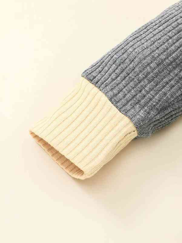 Baby 1pc Contrast Trim Button Half Jumpsuit SHE