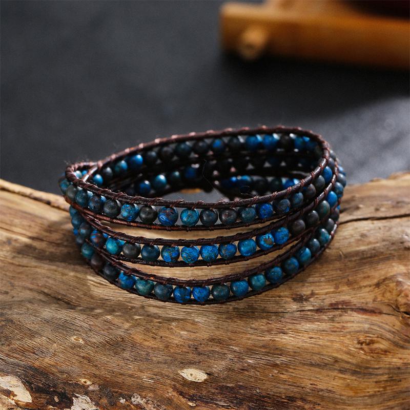 Natural Larimar Stone Genuine Leather Wrap Bracelets for Women Handmade Braided 3Strands Boho Bracelet Courage Female Jewelry
Natural Larimar Stone Genuine Leather Wrap Bracelets for Women Handmade Braided 3Strands Boho Bracelet Courage Female Jewelry