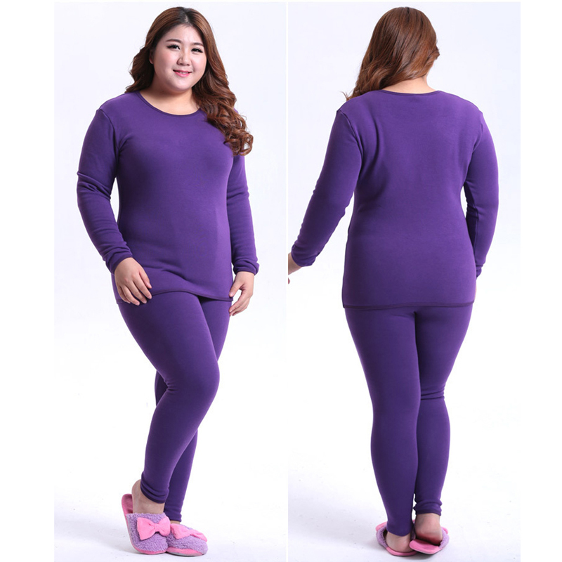 Jinsen Aite New Winter Women's Fleece Thick Warm Cotton Thermal Underwear Sets Large Size Slim Long Johns Plus Size XL-6XL JS69 201027