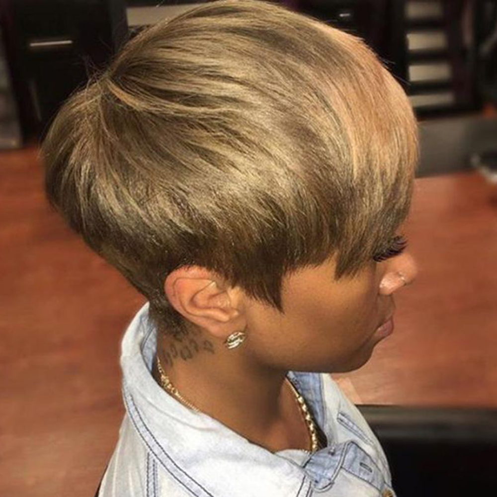 Women Short Blonde Straight Wigs Pexie Cut Synthetic Hair Wig Fashion Cosplay