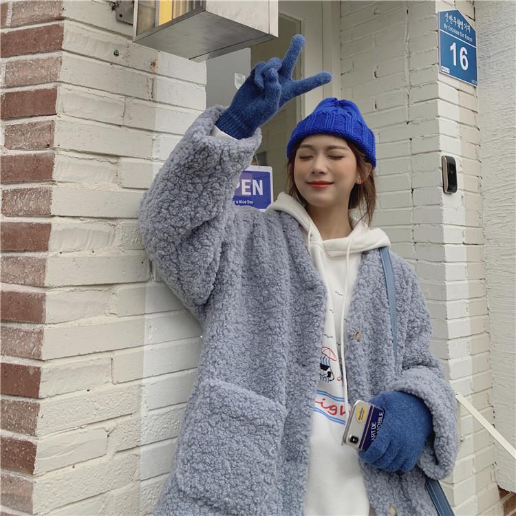 Women Lamb Wool Jacket Fur Coat Autumn Winter Lamb wool thickened with cotton coat, Blue
Women Lamb Wool Jacket Fur Coat Autumn Winter Lamb wool thickened with cotton coat, Blue