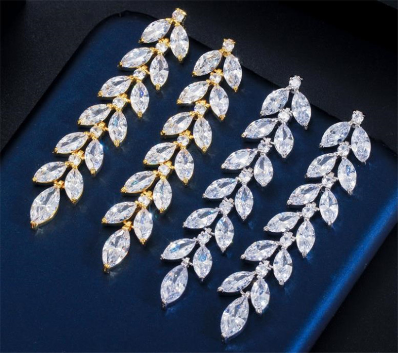 Wedding Bridal Zircon Earrings Set Long Leaf Dangle Jewelry Gold Silver Diamond Earrings Prom Party Fashion Jewelry Wholesales Jewelry Gift
Wedding Bridal Zircon Earrings Set Long Leaf Dangle Jewelry Gold Silver Diamond Earrings Prom Party Fashion Jewelry Wholesales Jewelry Gift