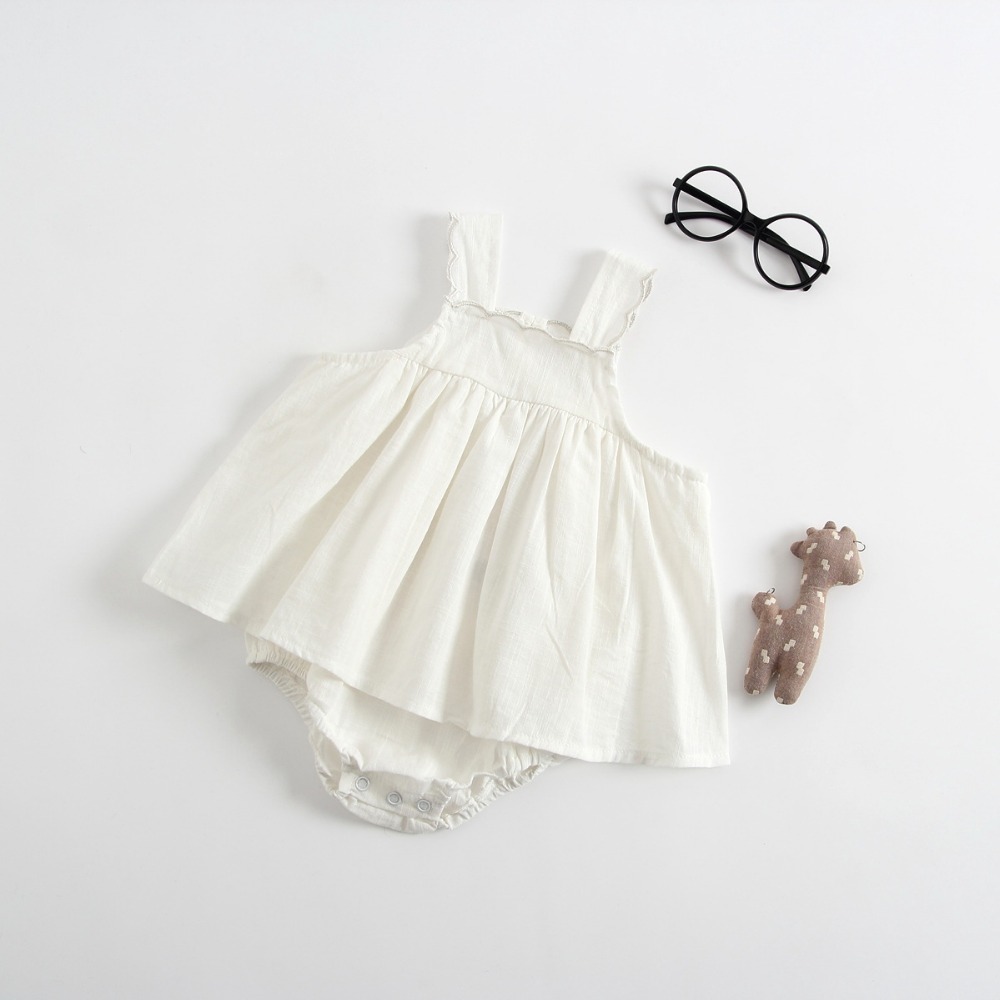 Baby Romper Dress Girls Summer Newborn Baby Clothes For Girls 100% Cotton White Lace Sleeveless bebes Infant Girls Jumpsuit 201027