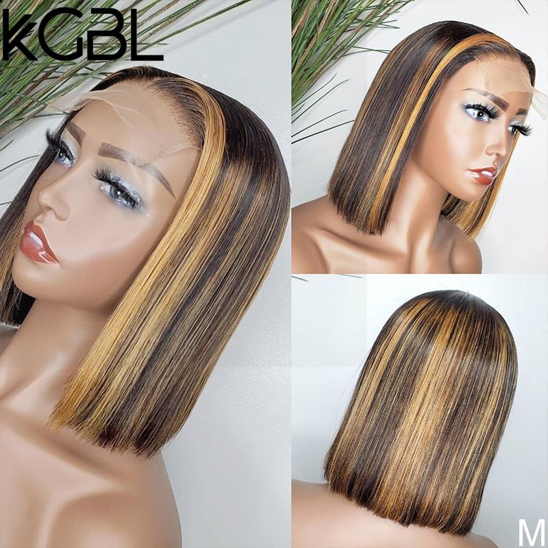 KGBL Highlight Color T-part Short Bob Lace Front Human Hair Wig 130% Density With Baby Hair 8-14'' Non-Remy Wig Brazilian Medium, Natural color
KGBL Highlight Color T-part Short Bob Lace Front Human Hair Wig 130% Density With Baby Hair 8-14'' Non-Remy Wig Brazilian Medium, Natural color