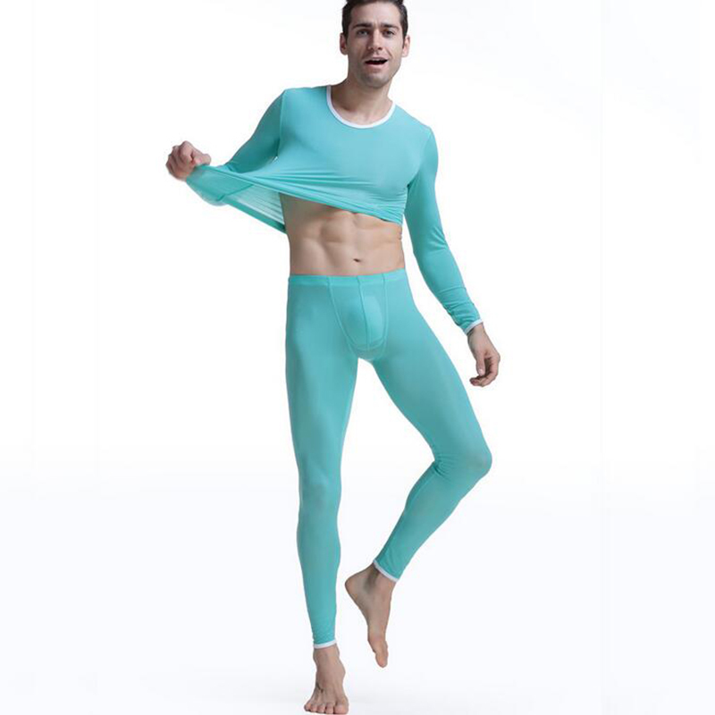 Thermal underwear men long johns thermo Underwear underpant elastic ultra-thin silk translucent Pajamas clothes for men leggings 201023