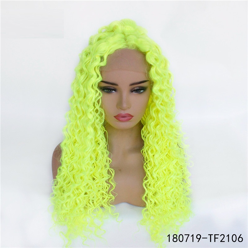 Green Color Synthetic Simulation Human Hair Lace Front Wigs 14~26 inches Perruques de cheveux humains 180719-GREE