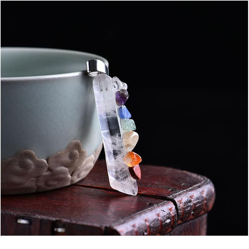 Mode colorée Naturelle Cristal Naturel Energie Amitié Amitié 7 Chakra Guérison Pierre Mineral Bijoux Mode Cadeau Pendentif JLLVIK