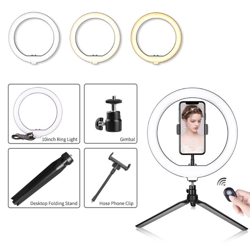 Ring Lamp 10inch With Table Tripods Photography LED Selfie Ring Light 26CM Dimmable Camera Phone for Makeup Video Live Studio
Ring Lamp 10inch With Table Tripods Photography LED Selfie Ring Light 26CM Dimmable Camera Phone for Makeup Video Live Studio