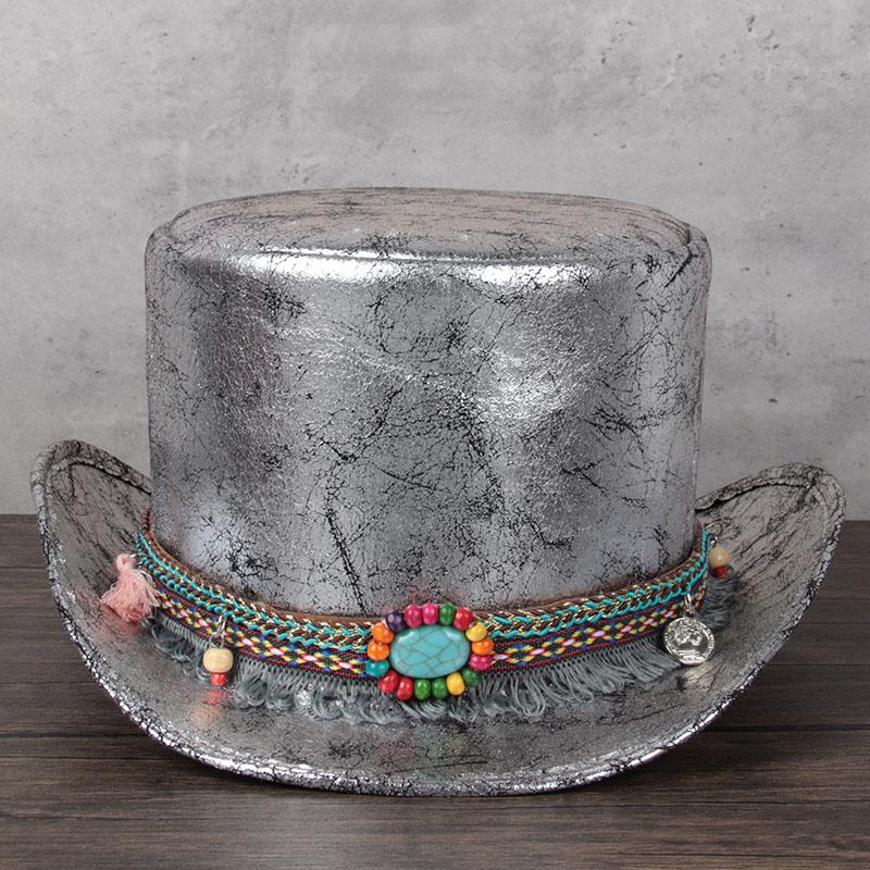 New Fashion Women Leather Top Hat 3 Szie Lday Tassel Fedora Hat Magic Flat Steampunk Cosplay Pork Pie Party Cap, Dark coffee
New Fashion Women Leather Top Hat 3 Szie Lday Tassel Fedora Hat Magic Flat Steampunk Cosplay Pork Pie Party Cap, Dark coffee
