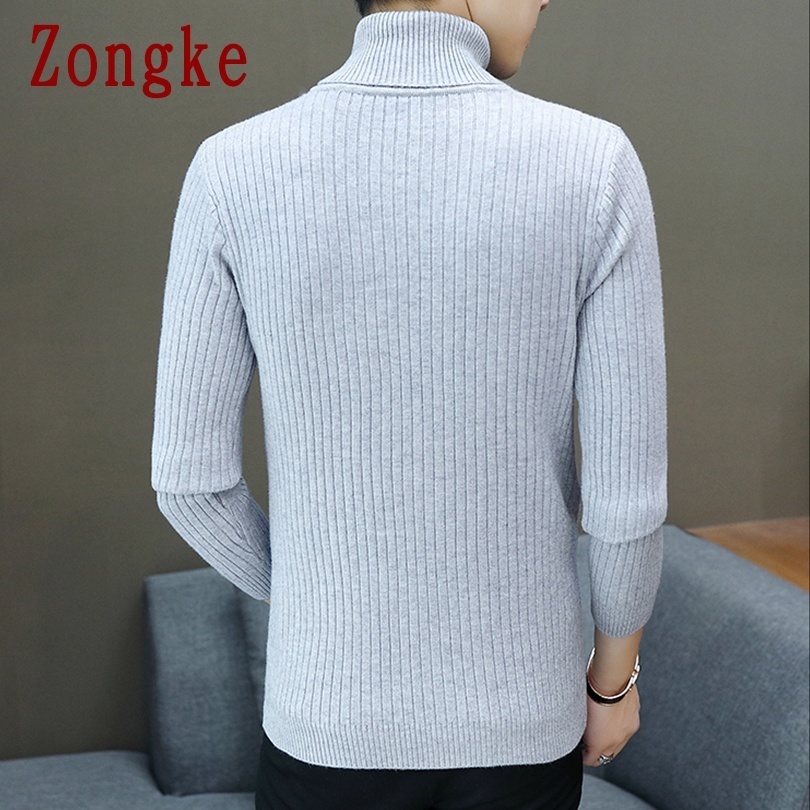 Zongke Autumn Thin White Turtleneck Men Sweater Pullover Men Clothing Korean Men Turtle Neck Winter Clothes M-3XL 201203