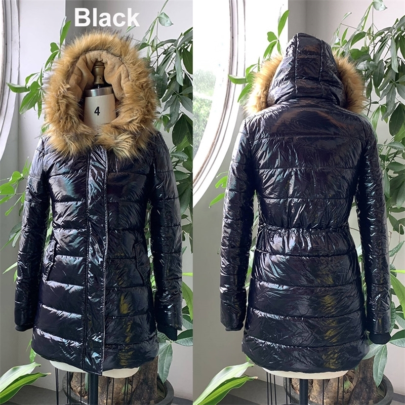 Plus Size Cotton Padded Jacket Women Winter Coat Black Fur Collar Hood Fleece Warmness 4XL Women's Coats Casual Parkas Outwear 201027