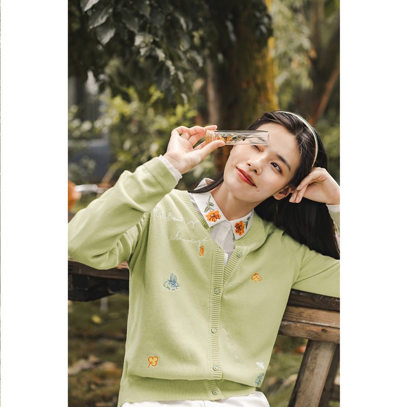 INMAN Autumn Japanese Causal Embroidery Women Outerwear Cute Sweater Female Ladies Girl Top Cardigan Button Knitwear 201225