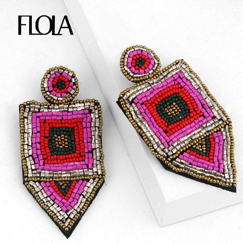 Dangle & Chandelier FLOLA Boho Big Beaded Earrings For Women Geometric Bohemian Drop Earring Hanamade Fashion Jewelry Oorbellen Hangers Erst 
Dangle & Chandelier FLOLA Boho Big Beaded Earrings For Women Geometric Bohemian Drop Earring Hanamade Fashion Jewelry Oorbellen Hangers Erst