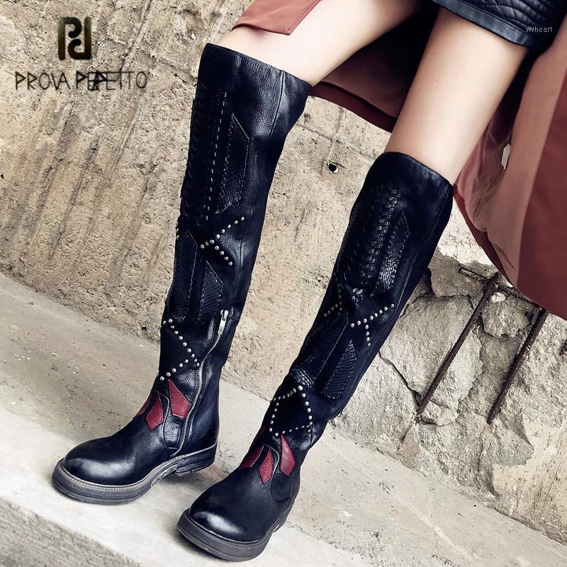 Prova Perfetto 2020 New Patchwork Weave Women Over The Knee Boots Black Thigh High Boots Rivets Studded Platform Flat Boats1
Prova Perfetto 2020 New Patchwork Weave Women Over The Knee Boots Black Thigh High Boots Rivets Studded Platform Flat Boats1