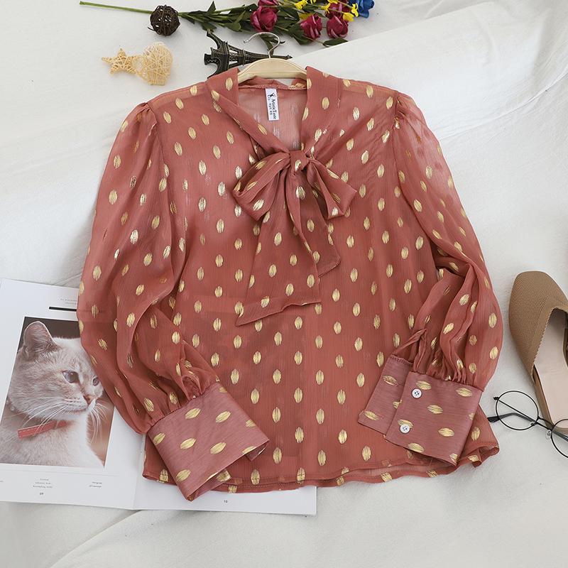 New Bow Tie Collar Chiffon Shirt Elegant Office Work Lady Tops Fashion Polka Dot Long Sleeve Shirts Women's Blouse Blusas Mujer, Black
New Bow Tie Collar Chiffon Shirt Elegant Office Work Lady Tops Fashion Polka Dot Long Sleeve Shirts Women's Blouse Blusas Mujer, Black