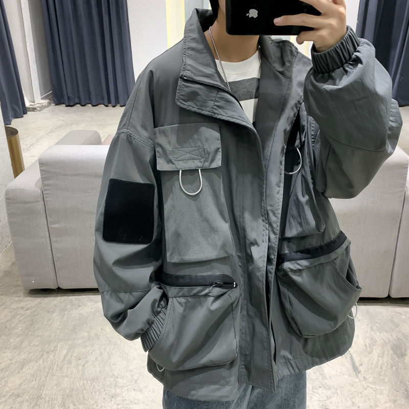 Spring 2021 Autumn New Work Jacket Made with Tools Male of Street Loose and Beautiful All-match Pocket 8HR3, Green.
Spring 2021 Autumn New Work Jacket Made with Tools Male of Street Loose and Beautiful All-match Pocket 8HR3, Green.