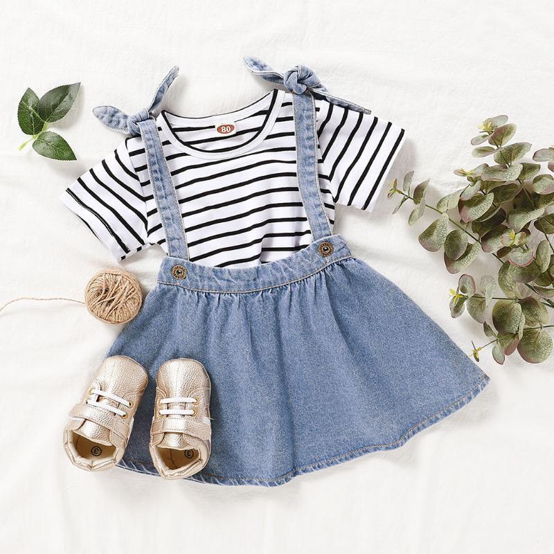2pcs Toddler Baby Girls Tutu Skirts Summer strap dress Striped Print T-shirt Tops+Suspender Denim Skirts Outfits babykleding1, Blue
2pcs Toddler Baby Girls Tutu Skirts Summer strap dress Striped Print T-shirt Tops+Suspender Denim Skirts Outfits babykleding1, Blue