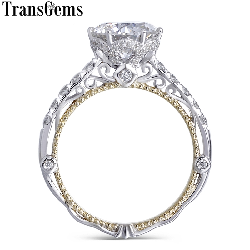 Transgems 14K White and Yellow Gold Center F Color Moissanite Diamond Vintage Engagement Ring for Women Bridal Wedding T200108
Transgems 14K White and Yellow Gold Center F Color Moissanite Diamond Vintage Engagement Ring for Women Bridal Wedding T200108