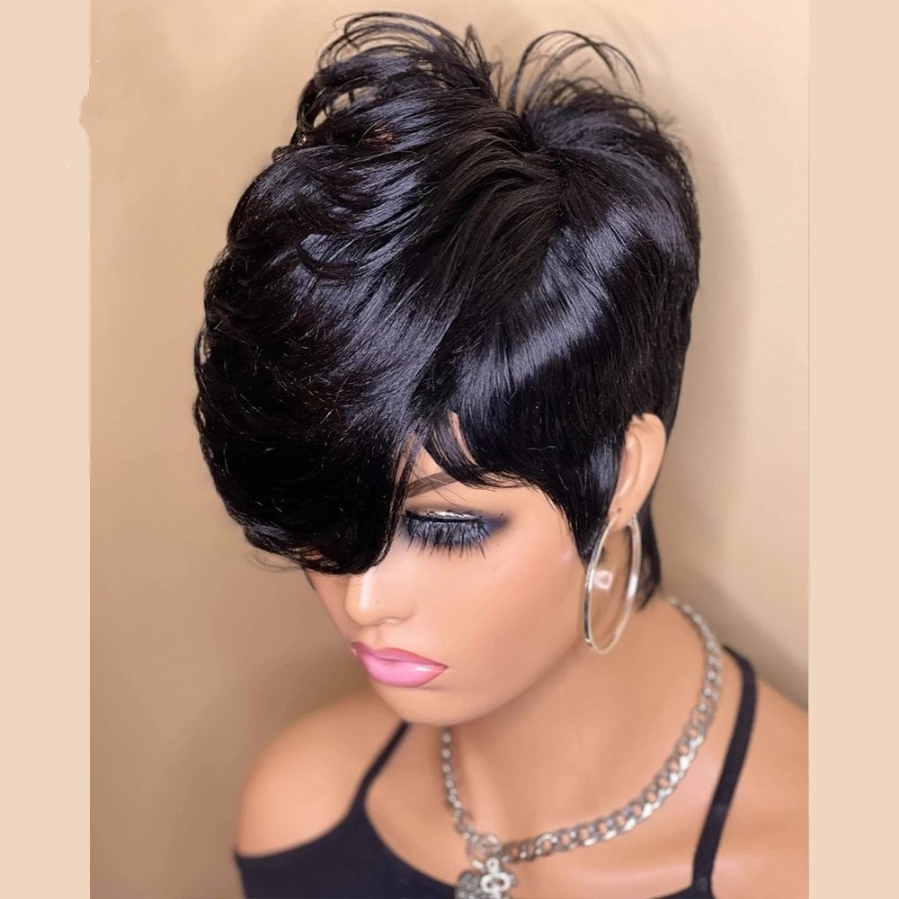 Free shipping 180density Pixie Cut Wig Transparent Brazilian Virgin Human Hair Lace For Women 613 Blonde /ombre /Black Short Bob Wigs Straight