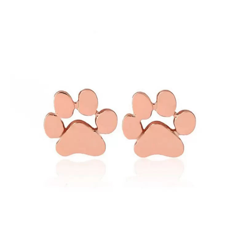 Puppy Dog Cat Paw Print Stud Earrings for Women Teen Girls Jewelry Gift Silver Gold Animal Foot Earring Wholesale Price