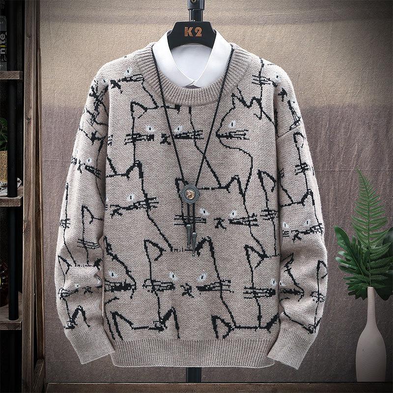 Winter Men Casual Sweaters Cute Cat Pattern Trendy Slim Sweaters Mens O-neck Long Sleeve Woolen Warm Pullovers 2020 Men Clothing, Em281 grey
Winter Men Casual Sweaters Cute Cat Pattern Trendy Slim Sweaters Mens O-neck Long Sleeve Woolen Warm Pullovers 2020 Men Clothing, Em281 grey