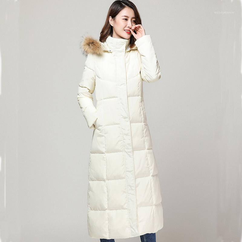 Jacket White Winter Down Women Hooded Large Fur Collar Super Long Coat 2020 Warm Parka Woman Casacas Para Mujer KJ6451, Black
Jacket White Winter Down Women Hooded Large Fur Collar Super Long Coat 2020 Warm Parka Woman Casacas Para Mujer KJ6451, Black