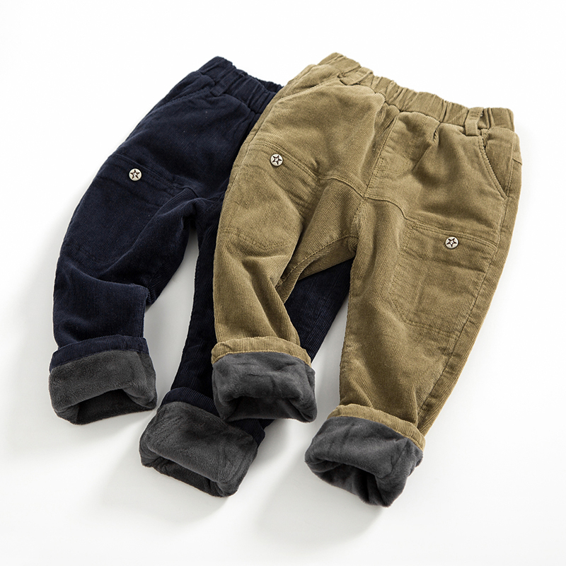 Baby Boy winter trousers for 2 4 6 8 10 years old children's corduroy pants baby boy warm thick velvet casual pants kids clothes LJ201127
