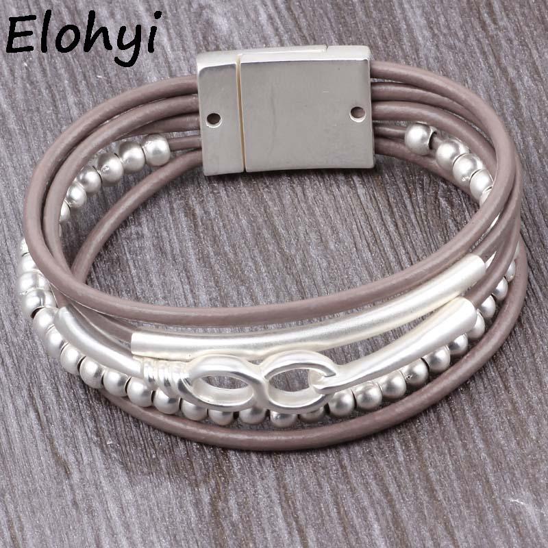 ELOHYI Bohemia Geometric Leather Rope Magnet Buckle Bracelet Top Quality Plated Material For Women Elegant Design Jewelry Gifts
ELOHYI Bohemia Geometric Leather Rope Magnet Buckle Bracelet Top Quality Plated Material For Women Elegant Design Jewelry Gifts
