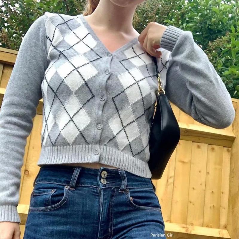 Women Long Sleeve Cardigan Winter Autumn Aygyle Sweater Cute Slim knitted Long Sleeve Crop Top Sweaters, Black
Women Long Sleeve Cardigan Winter Autumn Aygyle Sweater Cute Slim knitted Long Sleeve Crop Top Sweaters, Black
