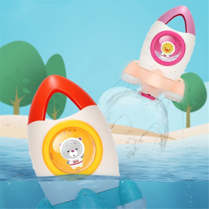 Rocket Fountain Bath Toys Water Spraying Rotary Spraying Beach Toy Play In Summer Bathroom Water Playing Toy for Kids Gift LJ201019